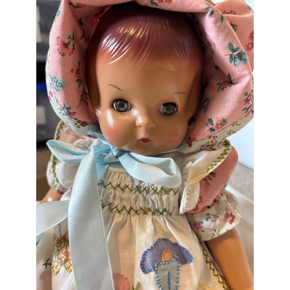 Effanbee Patsy-Ann Vintage Doll Hard Plastic Sleep Eyes Floral Smocked Dress
